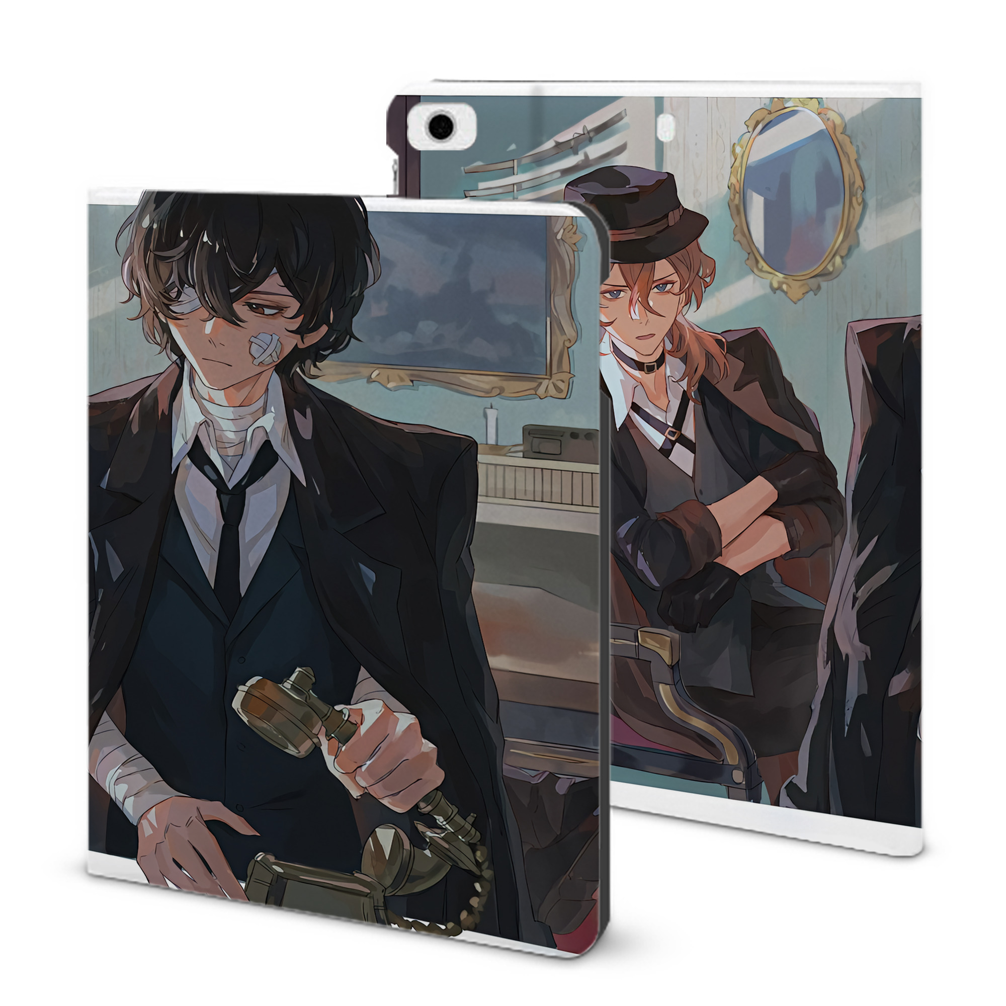 （画像用） 文豪ストレイドッグス Bungo Stray Dogs IPad ケース ブック型 PUレザー TPU 耐衝撃 軽量 薄型 ペン収納なし 全面保護 IPad 各モデル対応
